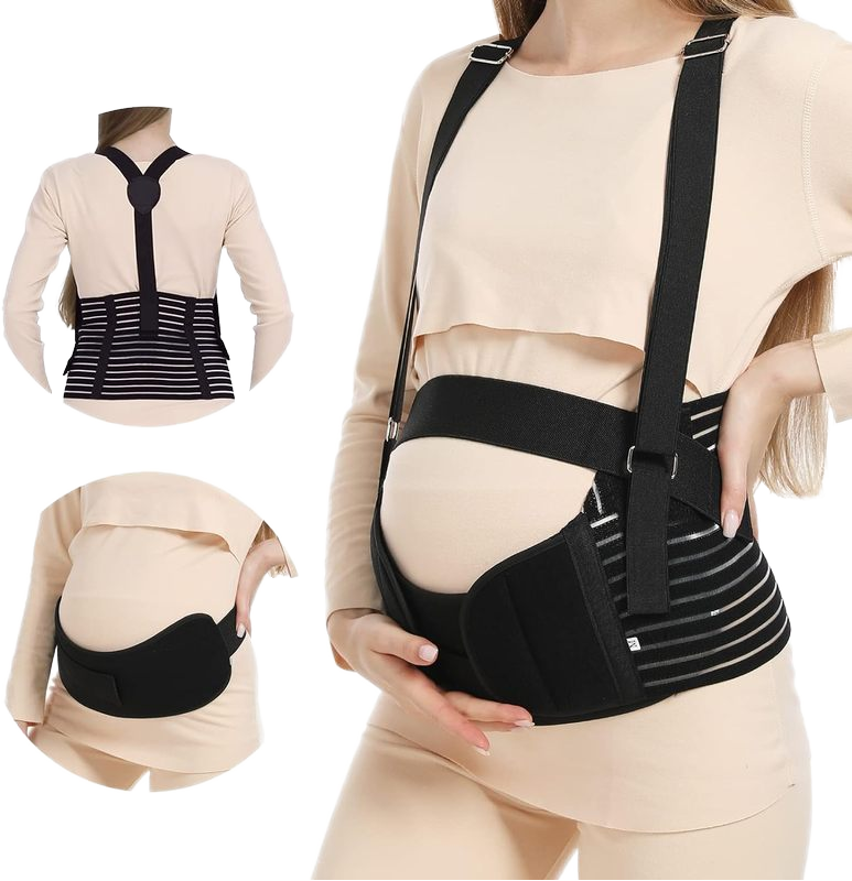 Faja de Soporte Prenatal Ergonómica con Tirantes y Apoyo Lumbar