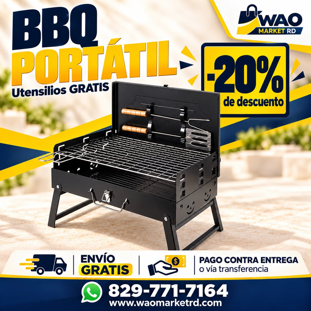 BBQ PORTATIL CON UTENCILIOS GRATIS