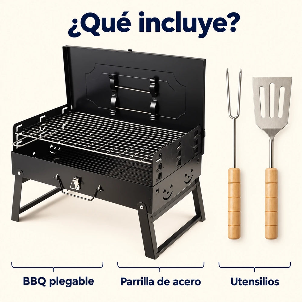BBQ PORTATIL CON UTENCILIOS GRATIS